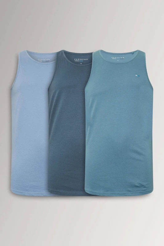 Image of BadRhino BadRhino Men Mens 3 Pack Vests in Blue Size: X-Large Blue 1XL Male 5063111989911