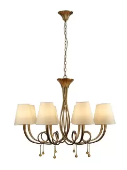 Image of Paola Ceiling Pendant 95cm Round, 8 x E14 (Max 40W), Gold Painting, Cream Shades