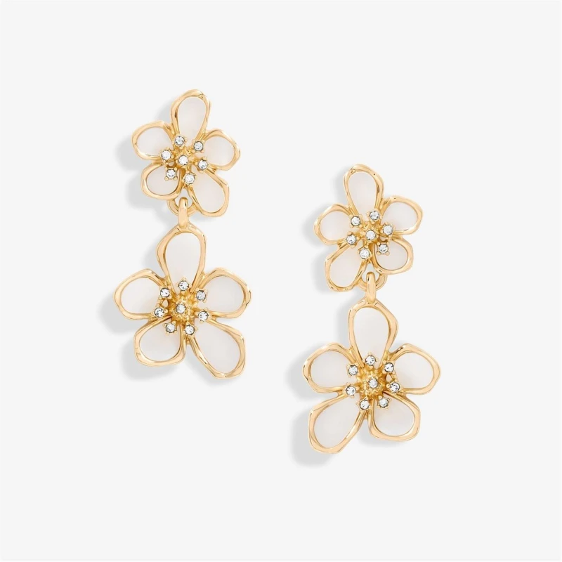 Image of Jon Richard Gold Plated Mother Of Pearl Floral Earrings Gold
