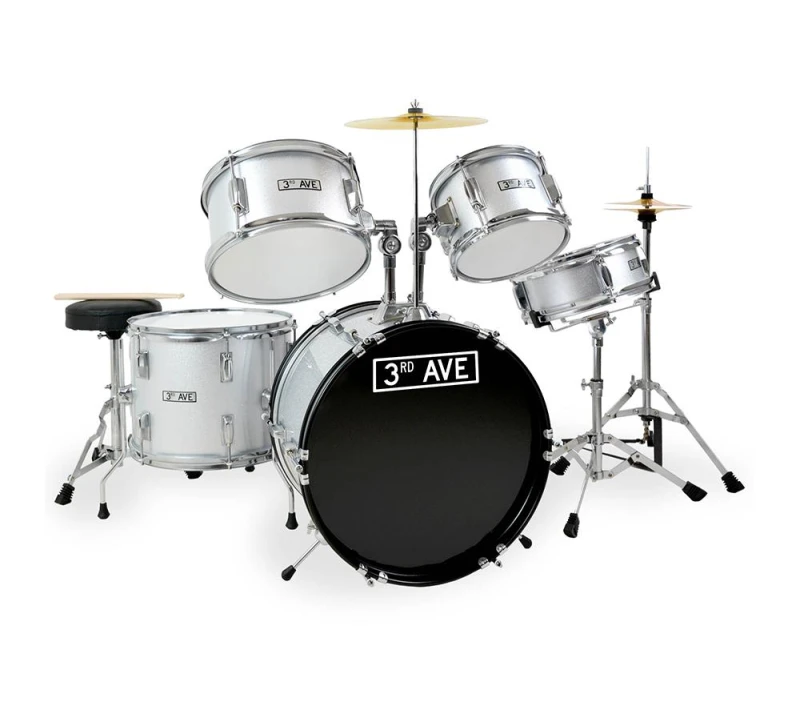 Image of 3RD AVENUE Junior 5 Piece Drum Kit - Silver/Grey 5060742472423
