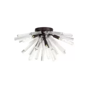 Image of Luminosa 6 Light E14, Semi Flush Brown Oxide , Clear Glass