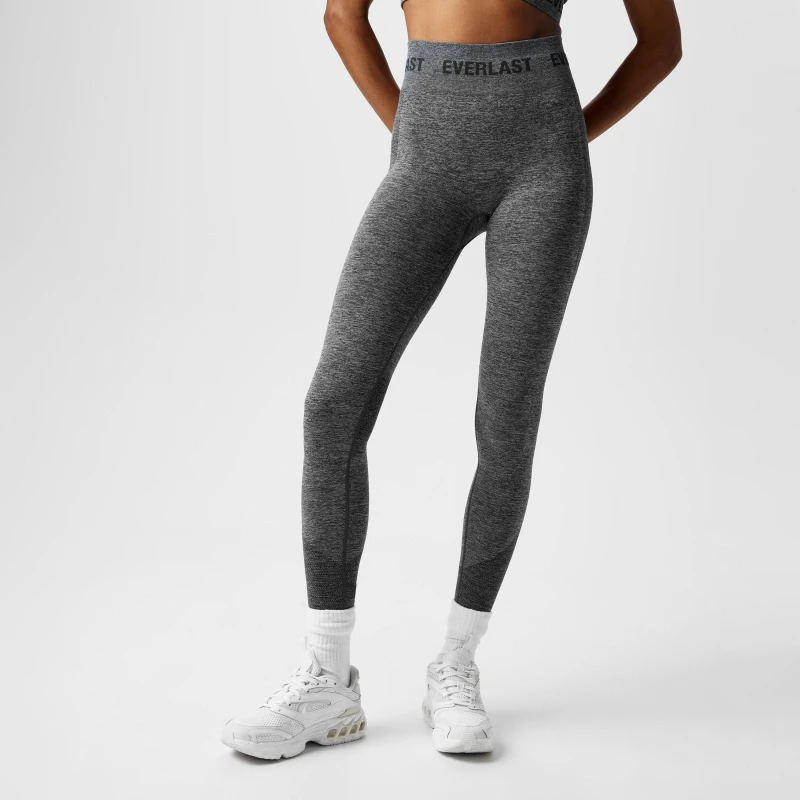 Image of Everlast Seamless Logo Leggings Womens Yoga Pants 6 (34) Grey 34763702270