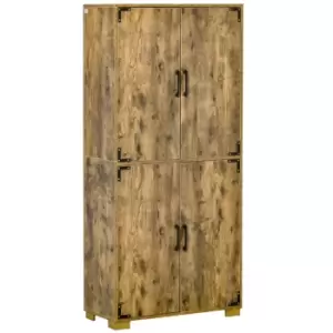 Image of Homcom Farmhouse 4 Door Cabinet With Storage Shelves For Bedroom Rustic Wood