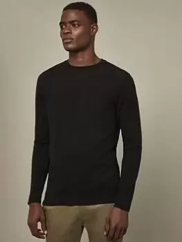 Image of Burton Menswear London Burton Slim Fit Long Sleeve Waffle T-Shirt, Black, Size S, Men