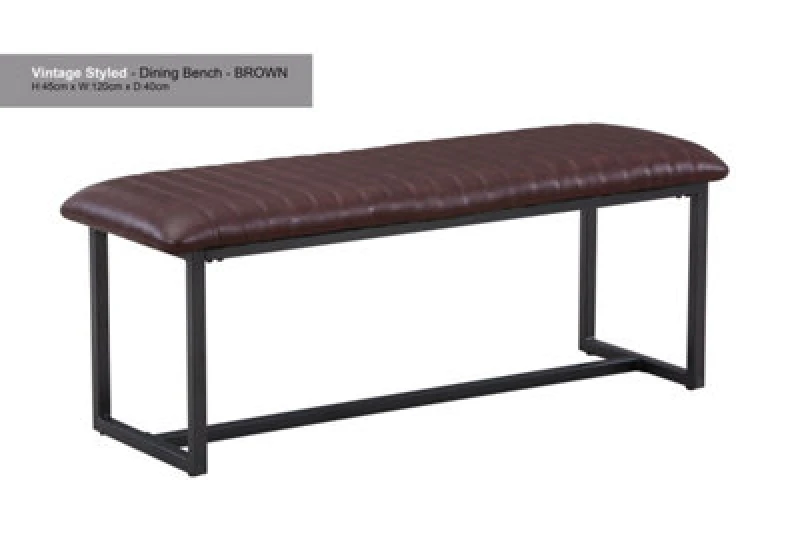 Image of Baumhaus Vintage Styled Brown Pu Leather Dining Bench