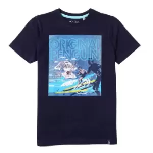 image of Original Penguin Original Penguin Poster T-Shirt Junior Boys - Blue