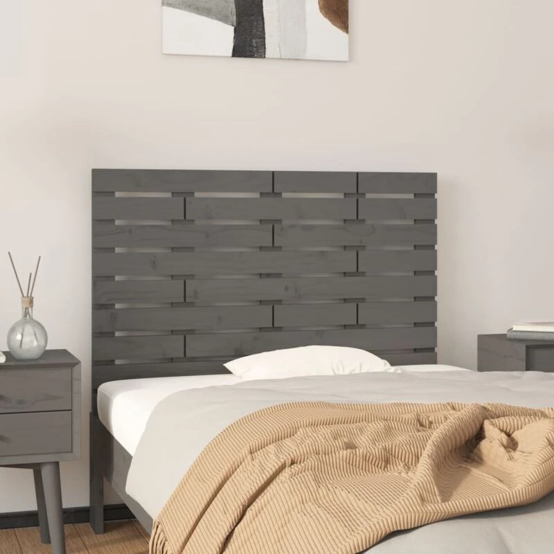 Image of Vidaxl Wall Headboard Grey 96X3X63cm Solid Wood Pine, Grey 824725