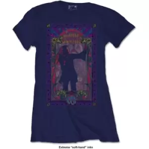 Janis Joplin - Paisley & Flowers Frame Ladies XX-Large T-Shirt - Blue