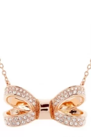 image of Ted Baker Ladies Rose Gold Plated Olira Opulent Pave Bow Necklace TBJ1560-24-02