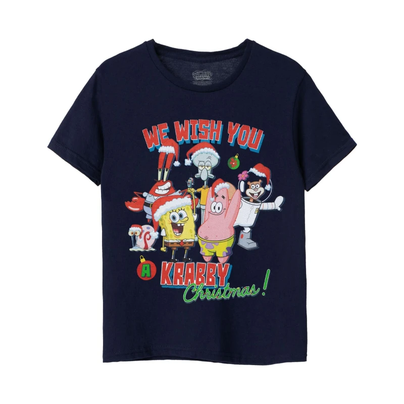 Image of Spongebob Squarepants Short Sleeved T-Shirt Blue unisex