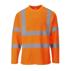 Image of Portwest Mens Class 3 Hi Vis Long Sleeved Cotton Comfort T Shirt Orange XL
