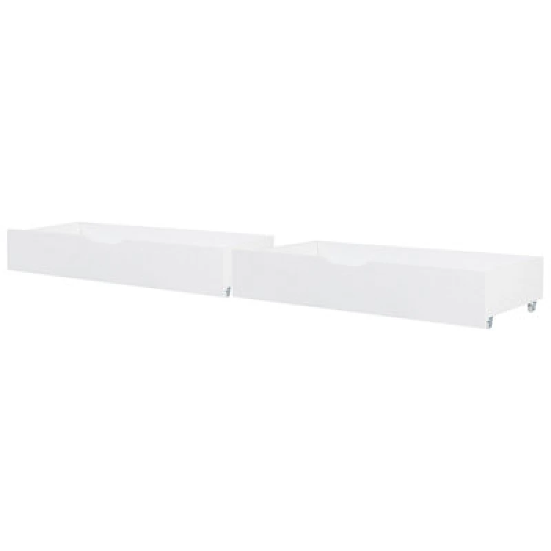 Image of Beliani Set Of 2 Bed Storage Drawers Pine Wood Cronat White