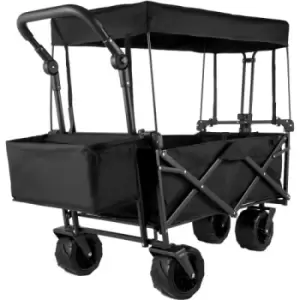 Image of Vevor Folding Wagon Trolley Cart With Removable Canopy, Pocket, Foldable Truck Detachable Roof 600d Oxford Cloth Large Wheel Adjustable Handle For Sho