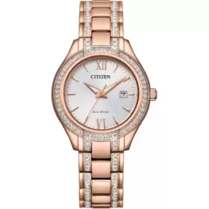 Image of Ladies Citizen Plated Stainless Steel Dress Silhouette Crystal