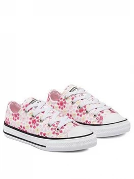 image of Converse Chuck Taylor All Star Daisy Ox Childrens Trainer - White/Pink, Size 3