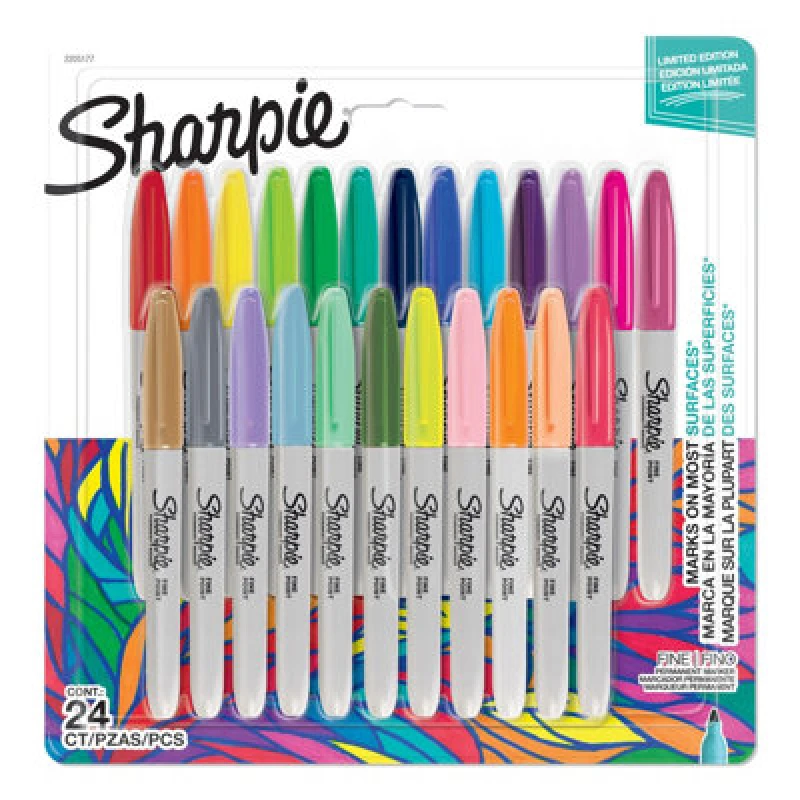 Image of Sharpie Permanent Colouring Markers Fine Tip Assorted (24 Pack) 2205177