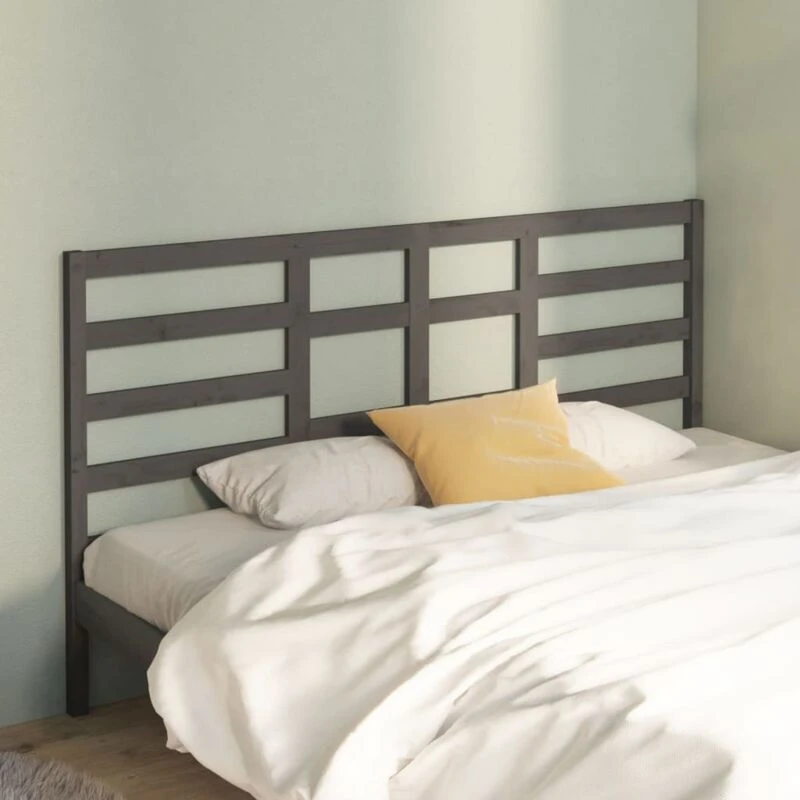 Image of Vidaxl Bed Headboard Grey 186X4X104cm Solid Wood Pine, Grey 818157