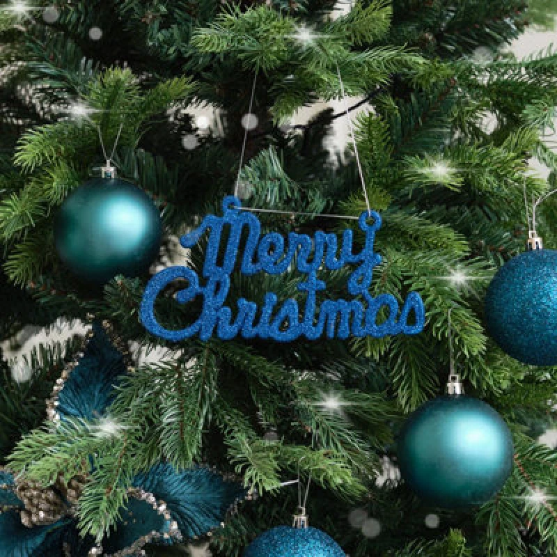 Image of Melody Maison Navy Blue Glitter Merry Christmas Sign - 19.5cm Dark Blue