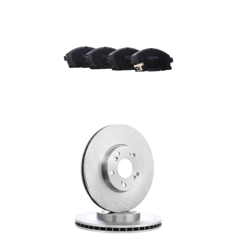 Image of RIDEX 3405B3275 Brake disc and pads set Front Axle, Brake Disc Type: internally vented, with acoustic wear warning Brake Set,disc brakes (3405)