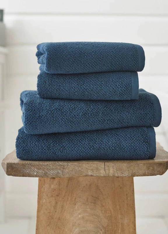Image of Deyongs Romeo Luxury Textured Quik Dri 100% Cotton Towels in Navy Size: Bath Sheet Navy Unisex Bath Sheet