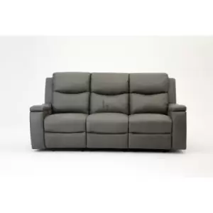 Image of Collins Grey Air Leather 3 Seater Recliner Sofa