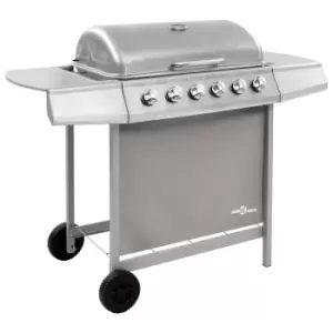 Image of Vidaxl Gas BBQ Grill With 6 Burners Silver (fr/Be/It/UK/Nl Only)