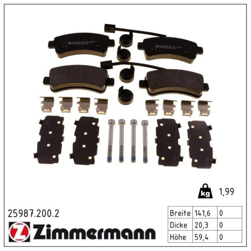 Image of ZIMMERMANN Brake pad set ZIMMERMANN 25987.200.2