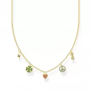 image of Sterling Silver Gold Plated Multicoloured Symbols Necklace KE2123-488-7-L42V