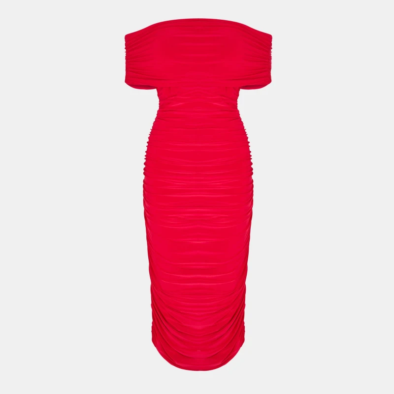 Image of Biba Womens Bardot Slinky Dress Red female 8 (XS)
