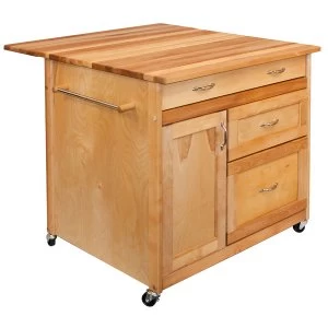 image of Catskill by Eddingtons Deep Drawer Kitchen Trolley on Wheels with Drop Leaf Extension