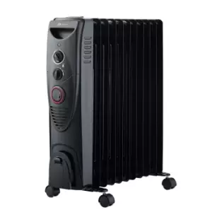 image of PureMate 2500W Oil Filled Radiator With 11 Fins - Black