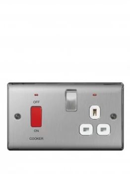 image of British General Brushed Steel 13A Fused Connection Unit Switched