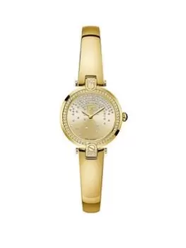 Image of Gc Swiss Movement - Polished Yellow Gold Pvd Case & Bracelet - Bezel W/Crystals - Champagne Dial - Ø 28 Mm - Sapphire Coated Mineral Glass