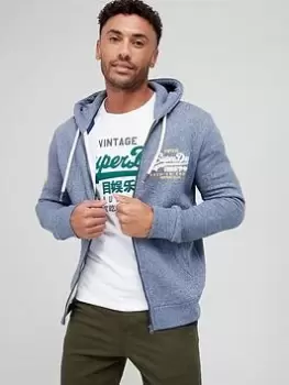 Image of Superdry Vintage Zip Hoodie, Blue, Size L, Men