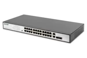 image of Digitus 24 Port Fast Ethernet PoE Switch, 19 Inch, Unmanaged, 2...