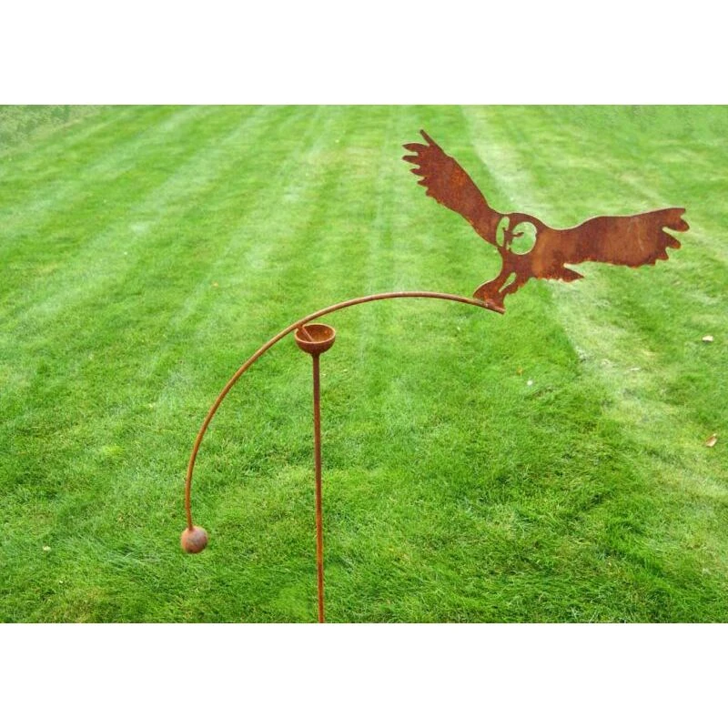 Image of Owl Wind Rocker Single Bare Metal/Ready to Rust - Steel - L66 x W54 x H148.5cm PoppyforgeOWLWINDROCKERSIGR60