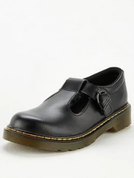 Image of Dr Martens Girls Polley T Bar School Shoes - Black