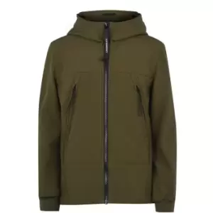 Image of CP COMPANY Boys Softshell Goggle Hooded Jacket - Green