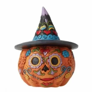 Image of Day of the Dead Jack-o-Lantern with Witch Hat