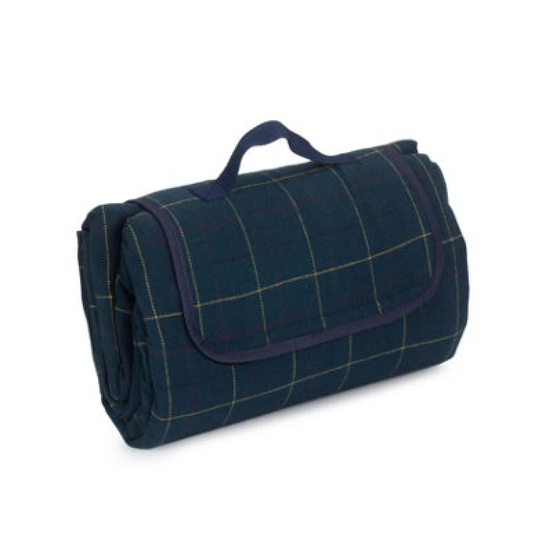 Image of Red Hamper H086 Polyester Luxury Blue Tweed Picnic Blanket