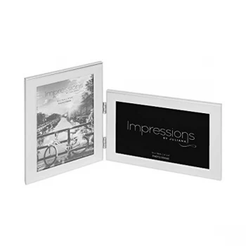 Image of 4" x 6" - IMPRESSIONS? Hinged Silver Double Photo Frame