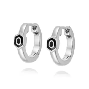 Image of Daisy London 925 Sterling Silver Hexagon Palm Huggie Earrings Sterling Silver