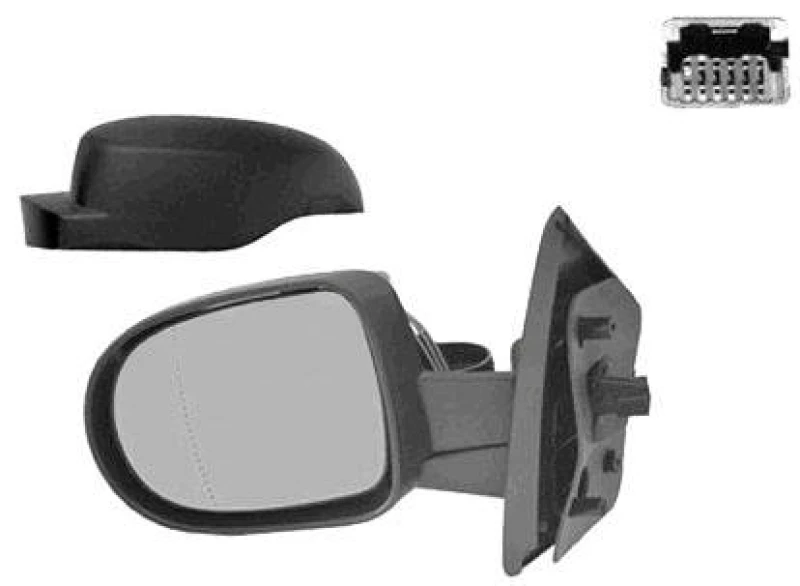 Image of VAN WEZEL 4372807 Wing mirror * HAGUS * Left, black, Heatable, Rough Outside Mirror (50)