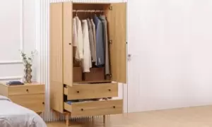 image of HomCom Two-Door Wardrobe with Two Drawers