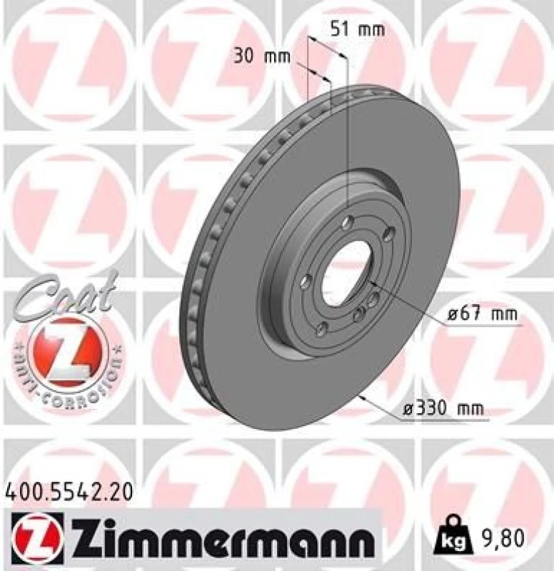 Image of ZIMMERMANN Brake disc ZIMMERMANN 400.5542.20