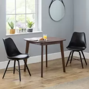 Image of Lennox Square Dining Table with 2 Kari Black Chairs Walnut (Brown)