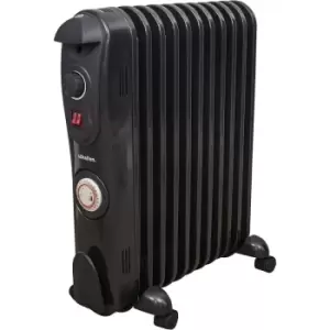 image of Schallen - Black Portable Electric Slim Oil Filled Radiator Heater with Adjustable Temperature Thermostat, 3 Heat Settings & Safety Cut Off (2500W 11