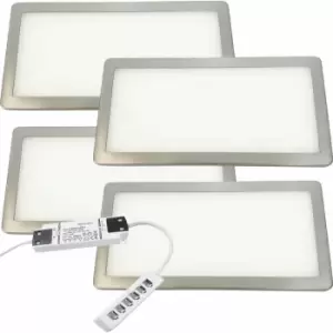 Image of 4x BRUSHED NICKEL Ultra-Slim Rectangle Under Cabinet Kitchen Light & Driver Kit - Natural White Diffused LED