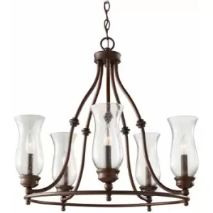 Image of Loops - 5 Bulb Chandelier Hanging Pendant LIght Heritage Bronze LED E14 60W Bulb