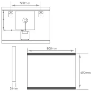 Image of 800 x 600mm LED Bathroom Mirror & Bluetooth Speaker -IP44 Demister Tunable White